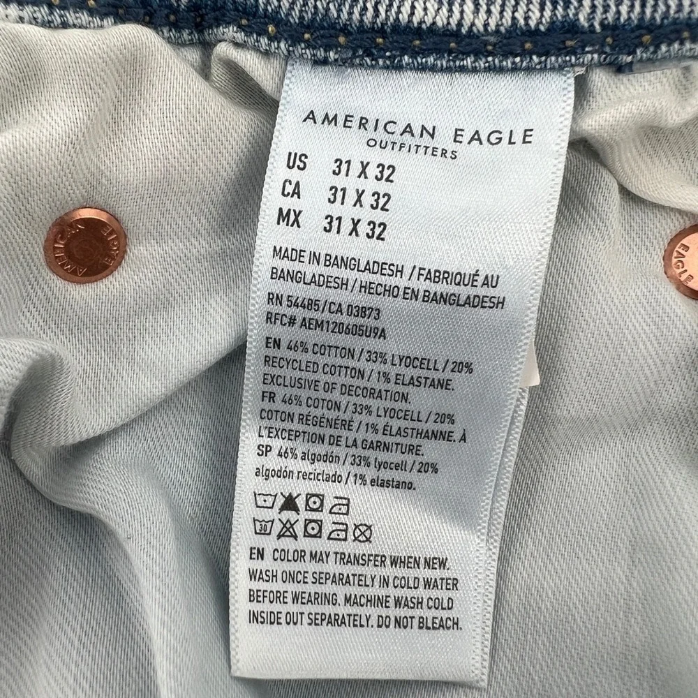 American Eagle Slim Straight Light Wash Denim Jeans Mens 31x32 Stretch Airflex+
